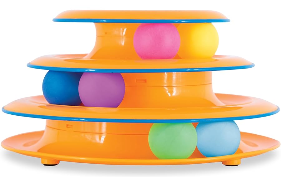Catstages Tower of Tracks Interactive 3-Tier Cat Track Toy with Spinning Balls, Orange