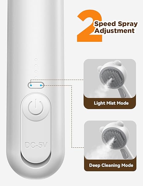 Cat Steam Brush, Brushes for Indoor Cats with Release Button, Dual Speed Spray USB