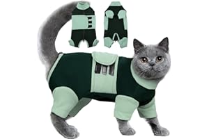Cat Anxiety Relief Clothes, Flexible Cat Calming Vest with Hook&Loop, Ideal for Loud Noises, Fireworks, Separation, Travel, Thunderstorms, Reduce Anxiety Comfortable Wrap for Cats, Green Medium