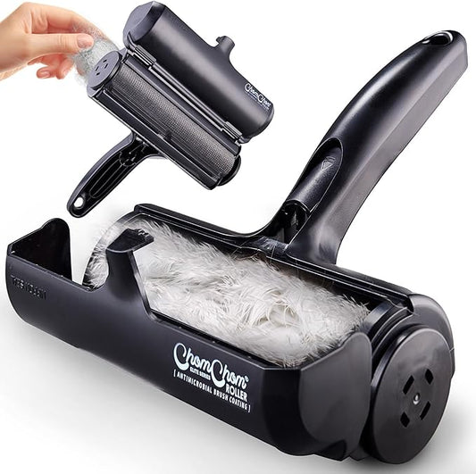 Chom Chom Roller Pet Hair Remover and Reusable Lint Roller - Black ChomChom Cat and Dog Hair