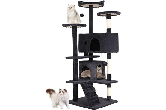 BestPet 54in Cat Tree Tower for Indoor Cats,Multi-Level Furniture Activity Center with Scratching Posts Stand House Condo Funny Toys Kittens Pet Play House,Dark Gray