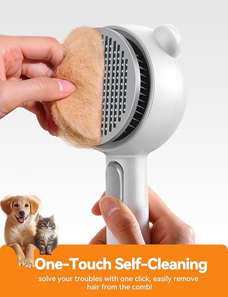 Cat Steam Brush, Brushes for Indoor Cats with Release Button, Dual Speed Spray USB