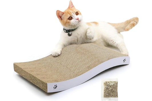 Cat Scratcher, Durable Scratch Pad, Corrugated Cardboard Scratching Board for Indoor Cats, Heavy Duty, Double-Sided Usability, Recyclable, with Catnip