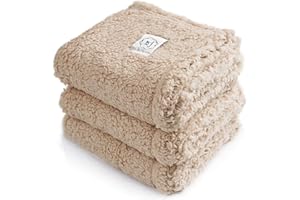 1 Pack 3 Calming Blankets Fluffy Premium Fleece Pet Blanket Soft Sherpa Throw for Dog Puppy Cat Beige Small (23" x16'')