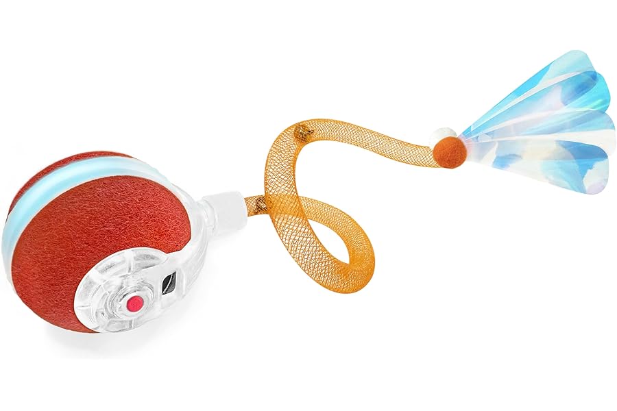 Jkanti Interactive Cat Toys for Indoor Cats,The 3rd Generation Agile Moving Cat Ball with Elastic Mesh Tail,Automatic Kitten Toys for Bored Indoor Adult Cats,Motion Activated