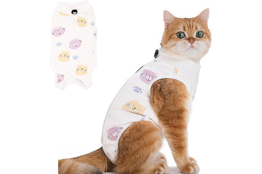 Cat Recovery Suit for Spay Abdominal Wounds Female, Onesie for Cats After Surgery, Surgery Recovery Suit Kitten Onesie for Cats Anti Licking (Cat, Medium)