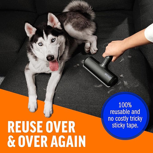 Chom Chom Roller Pet Hair Remover and Reusable Lint Roller - Black ChomChom Cat and Dog Hair