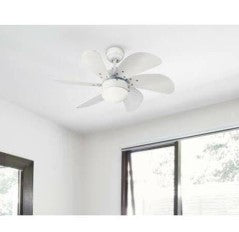 30" Turbo Swirl White Finish Ceiling Fan with LED Light